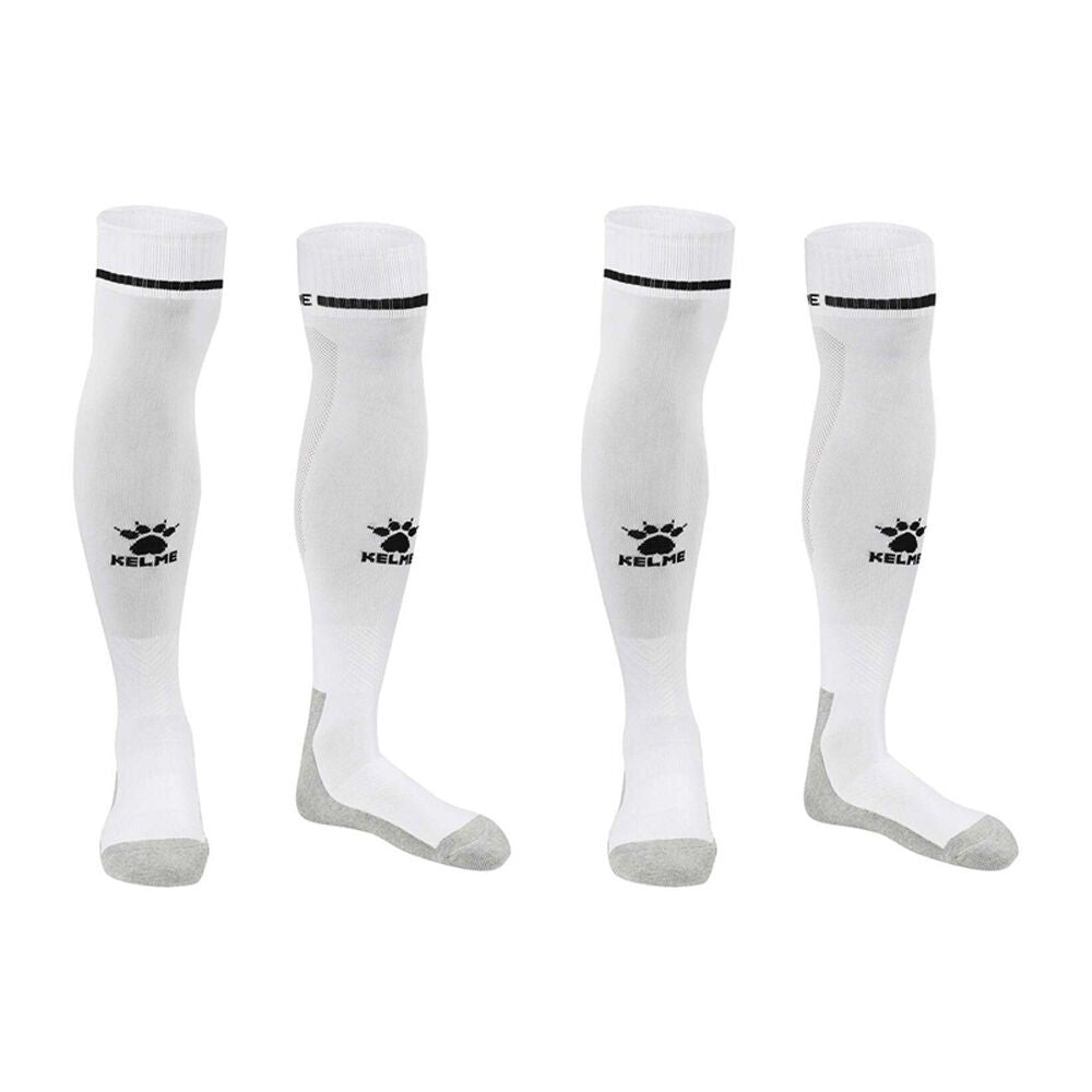2PK Kelme Sport Kids Full Length Football Soccer Socks Size US1-5 White/Black
