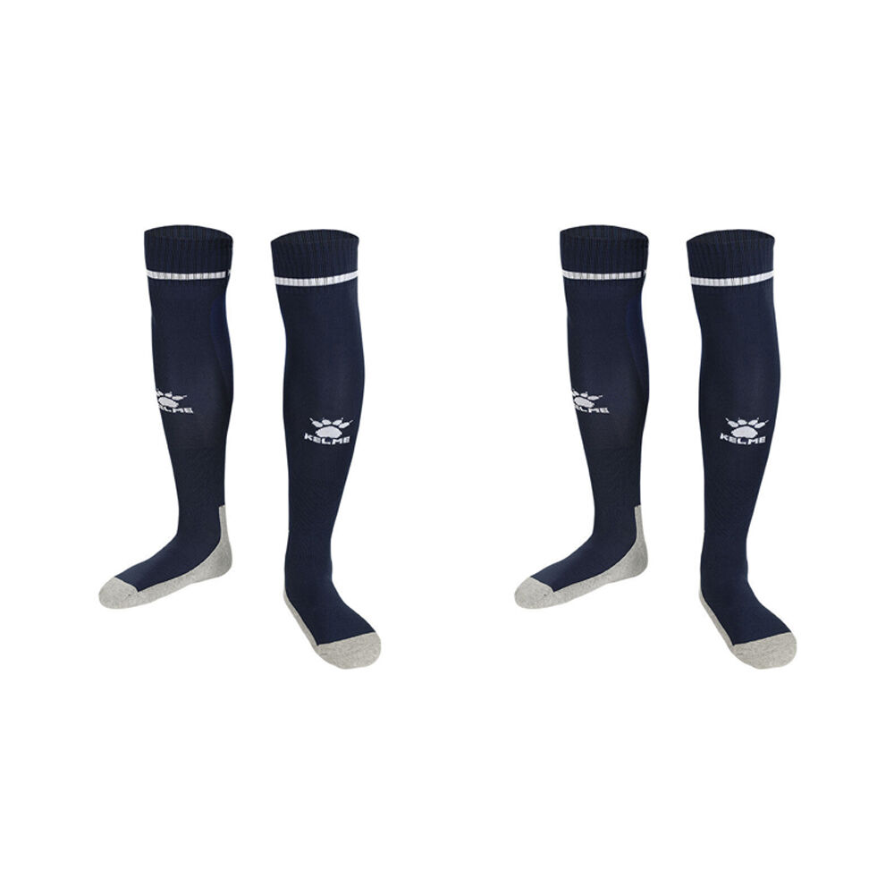 2PK Kelme Sport Kids Full Length Football Soccer Socks Size US1-5 Dark Blue/White