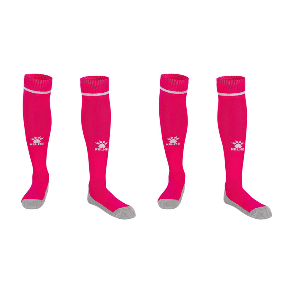 2PK Kelme Sport Kids Full Length Football Soccer Socks Size US1-5 Rose/White