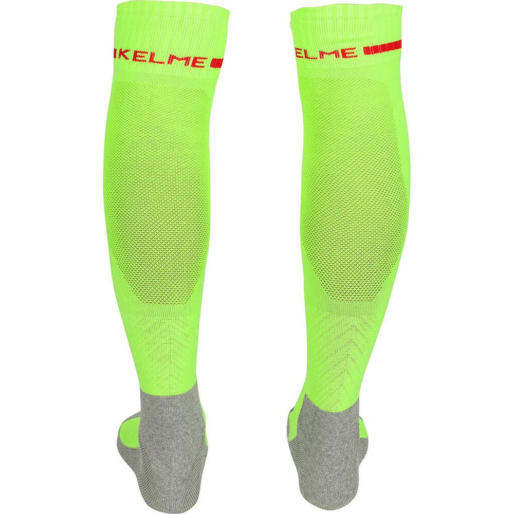 Kelme Sport Kids Full Length Football Soccer Socks Size US1-5 Neon Green/Red