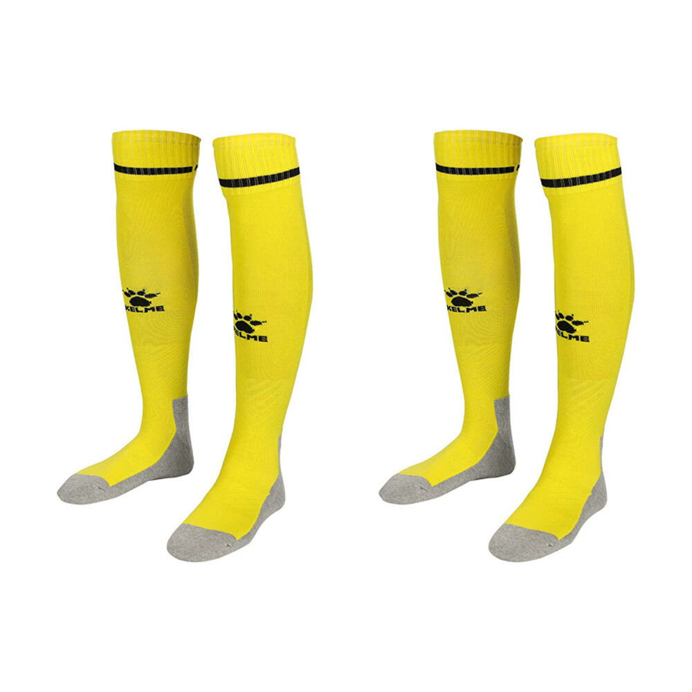 2PK Kelme Sport Full Length Football Soccer Socks Size US6-11 Yellow/Black