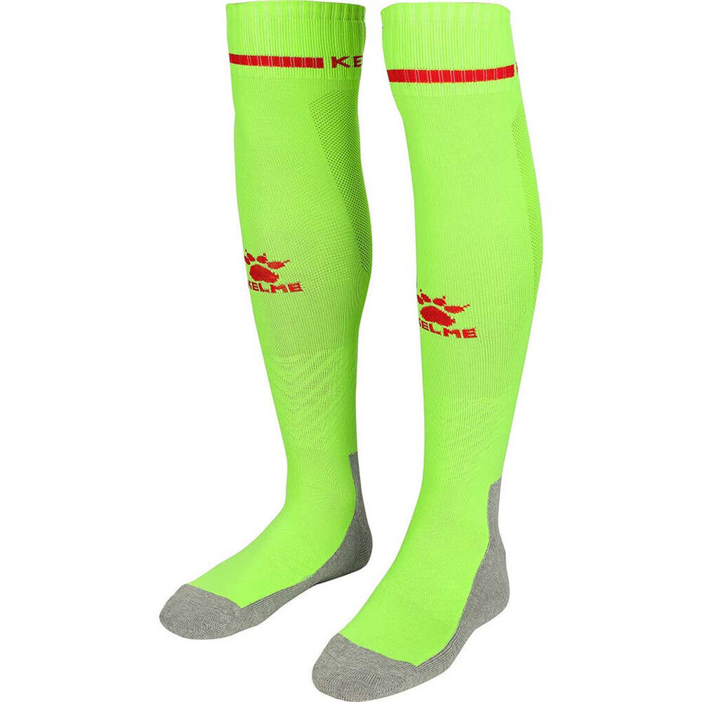 2PK Kelme Sport Full Length Football Soccer Socks Size US6-11 Neon Green/Red