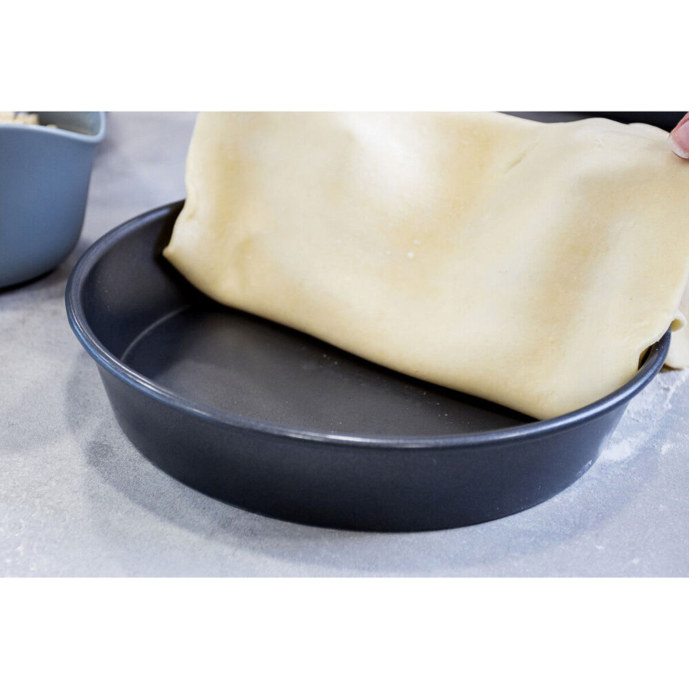 2x Mastercraft 23cm Heavy Base Non-Stick Round Deep Pie Cake Pan - Black