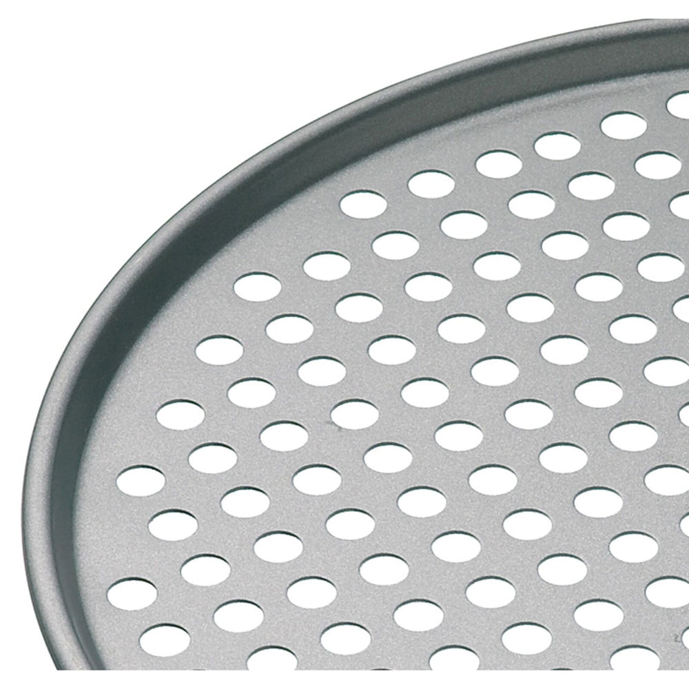 2x Mastercraft 32cm Heavy Base Non-Stick Round Pizza Crisper Tray - Black