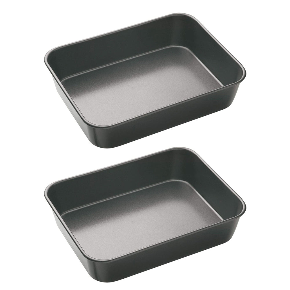 2x Mastercraft 39x28cm Heavy Base Deep Non-Stick Roasting Pan Large - Black