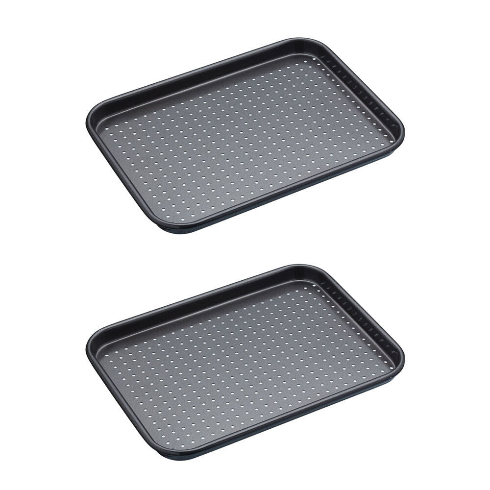2x Mastercraft Crusty Bake 24x18cm Non-Stick Baking Tray - Black