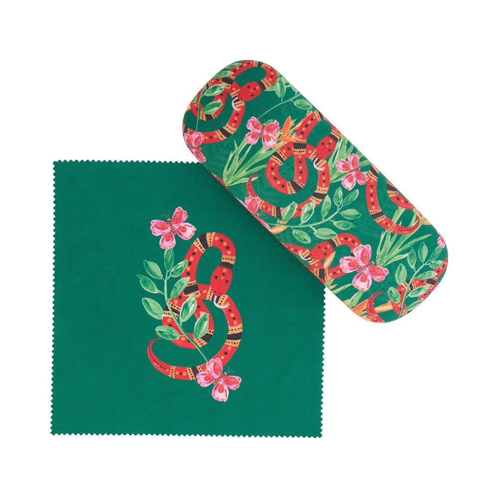 2PK Annabel Trends Glasses Case/Cloth Combo 15cx6cm - Jungle Snake