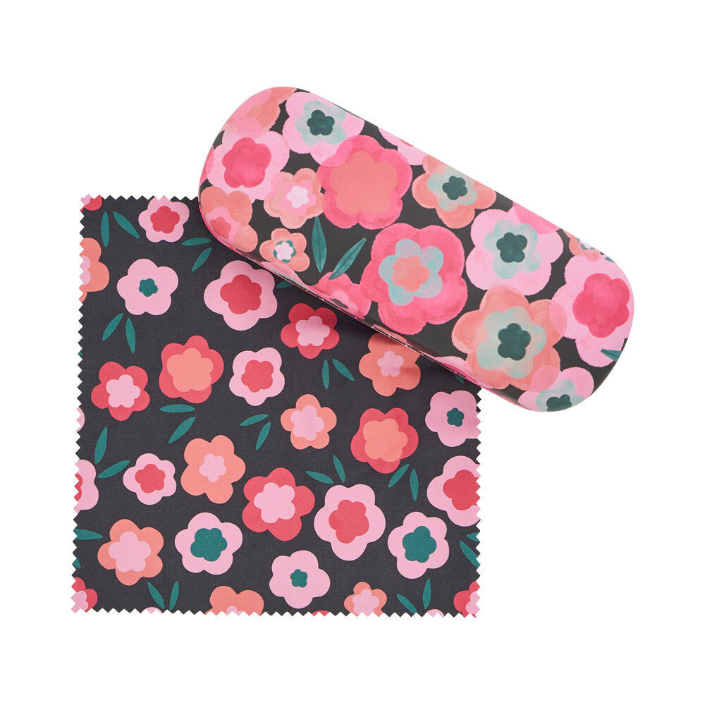 2PK Annabel Trends Glasses Case/Cloth Combo 15cx6cm - Midnight Blooms