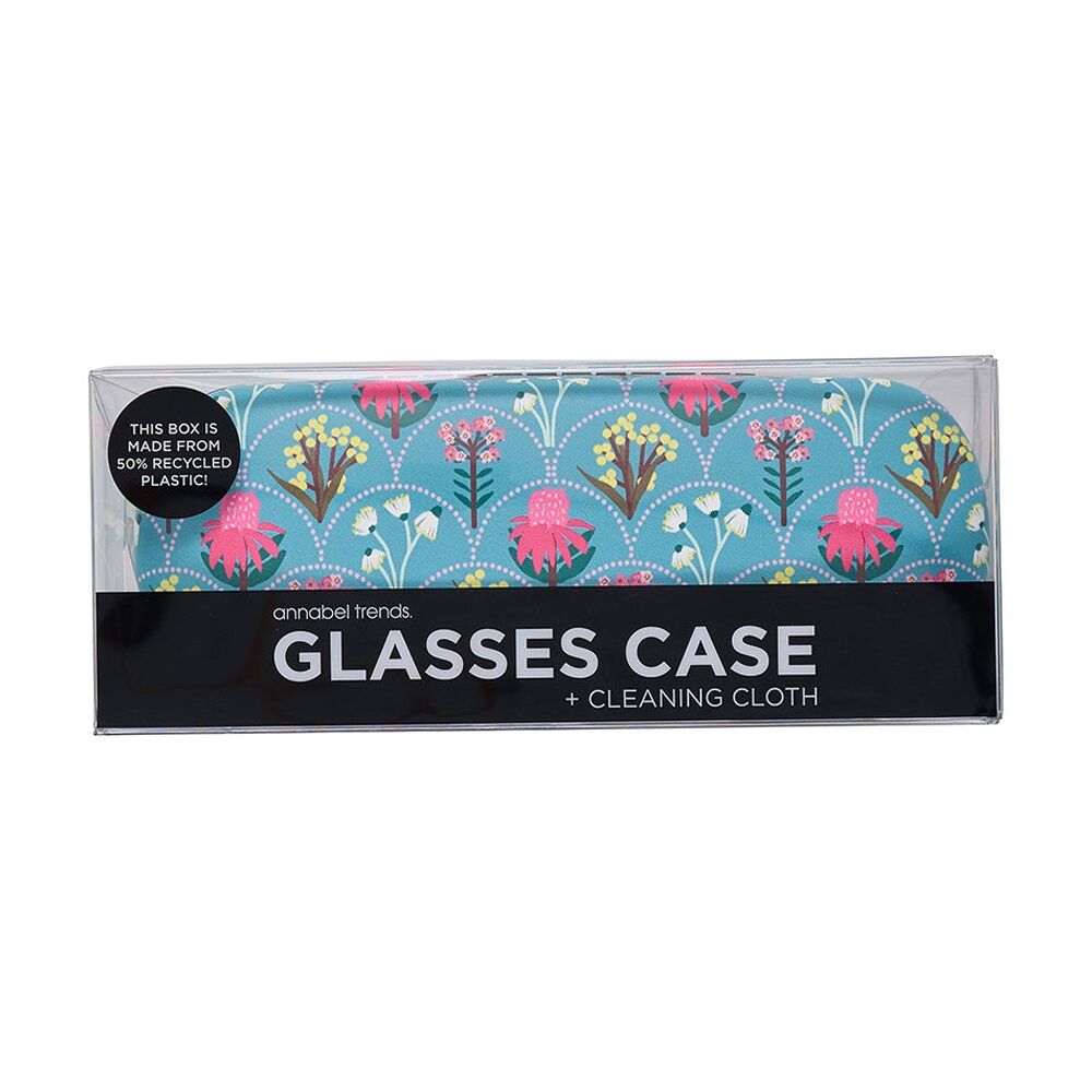 2PK Annabel Trends Glasses Case Combo W/ Matching Cloth 15x6cm Wildflower