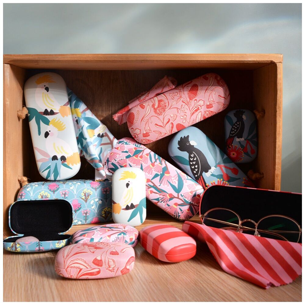 2PK Annabel Trends Glasses Case Combo W/ Matching Cloth 15x6cm Wildflower