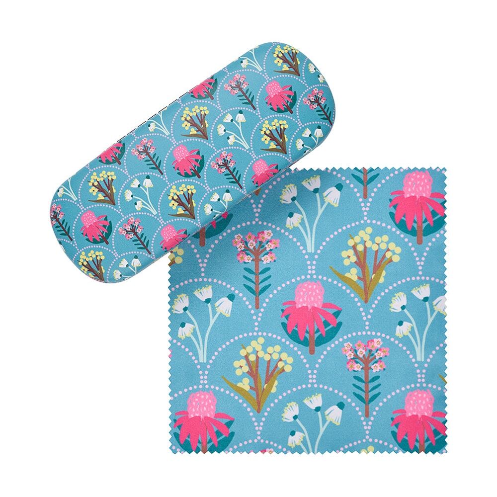 2PK Annabel Trends Glasses Case Combo W/ Matching Cloth 15x6cm Wildflower