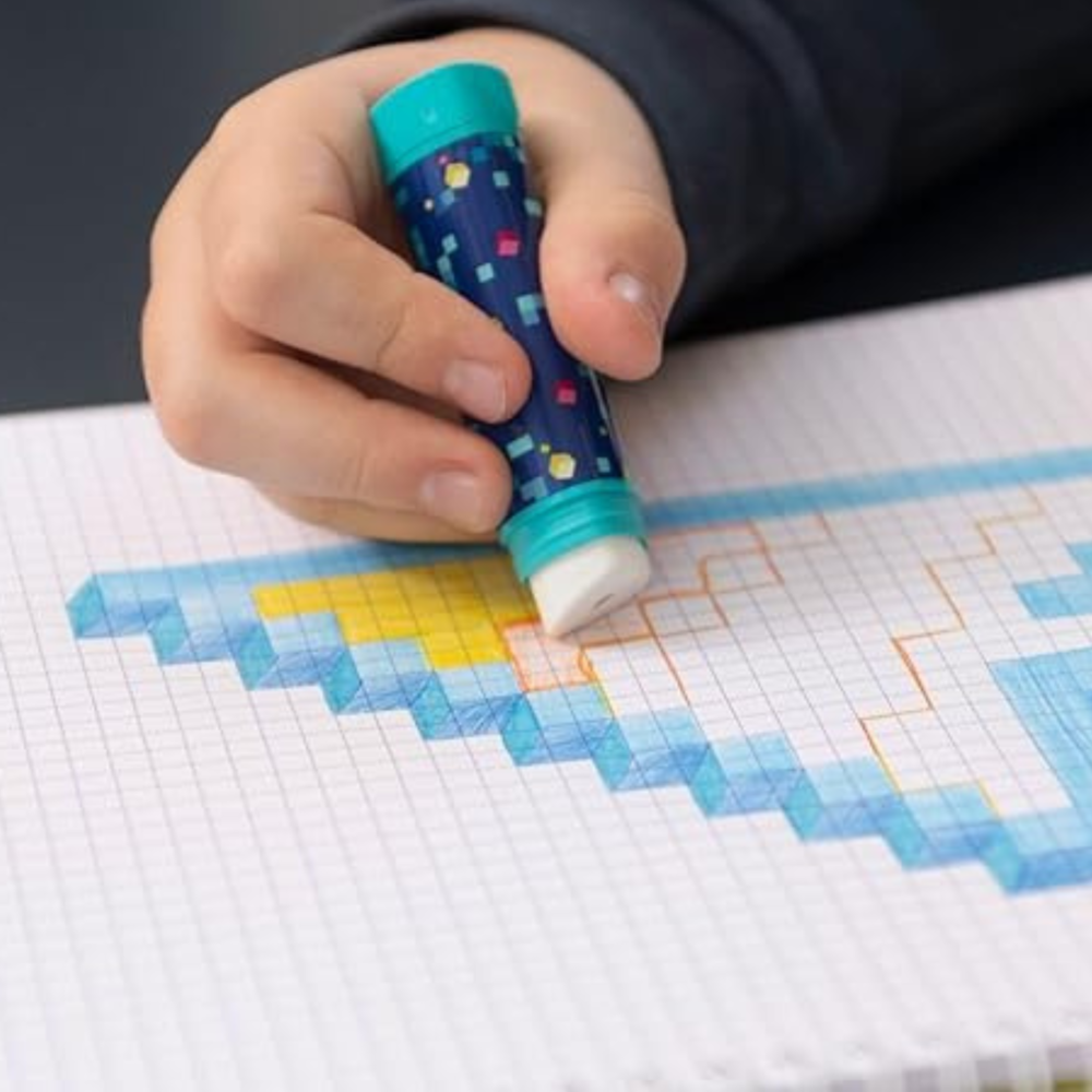 8PK Maped Pixel Party Rotating Tube Eraser with Refill
