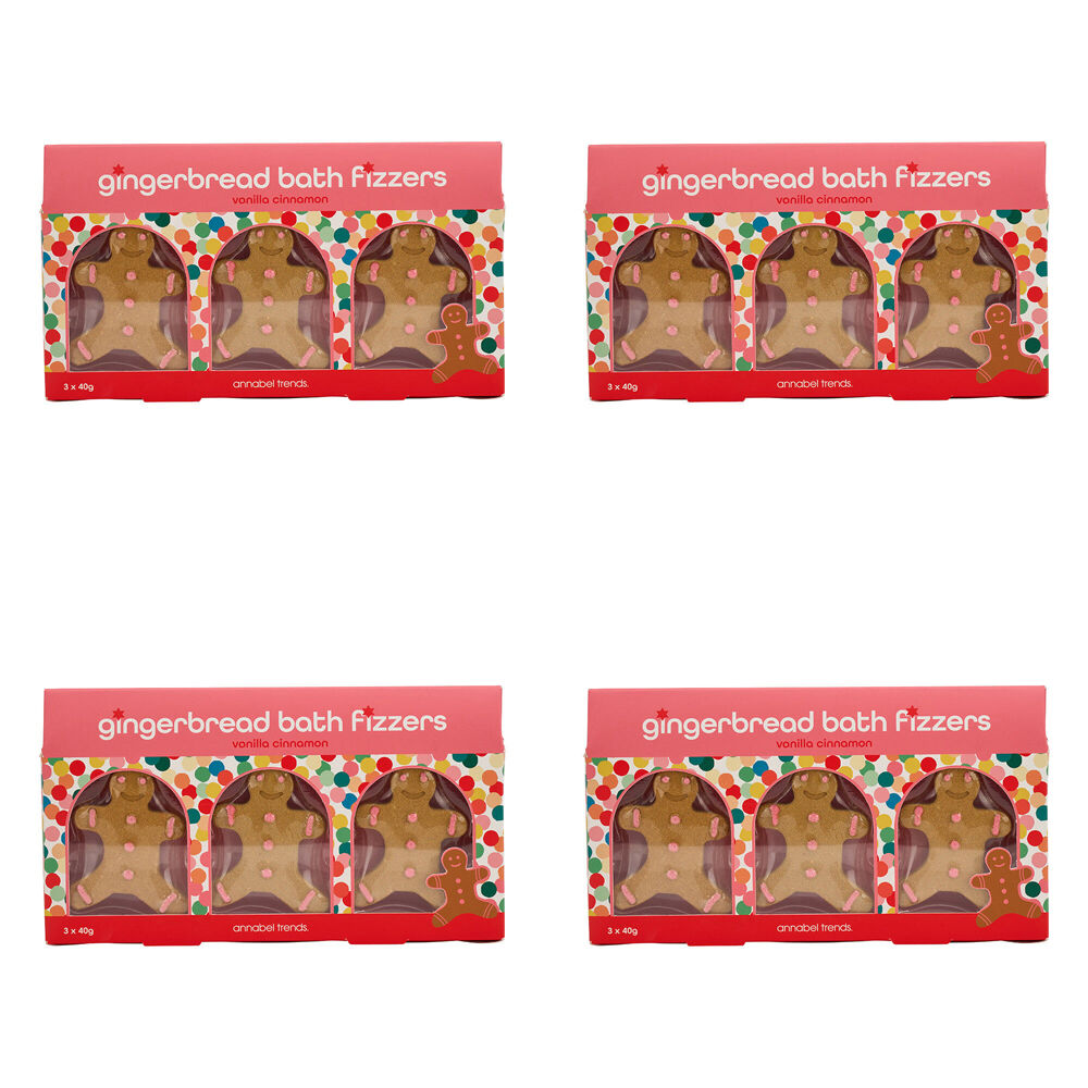 12pc Annabel Trends Gingerbread Men Bath Fizzers - Vanilla Cinnamon
