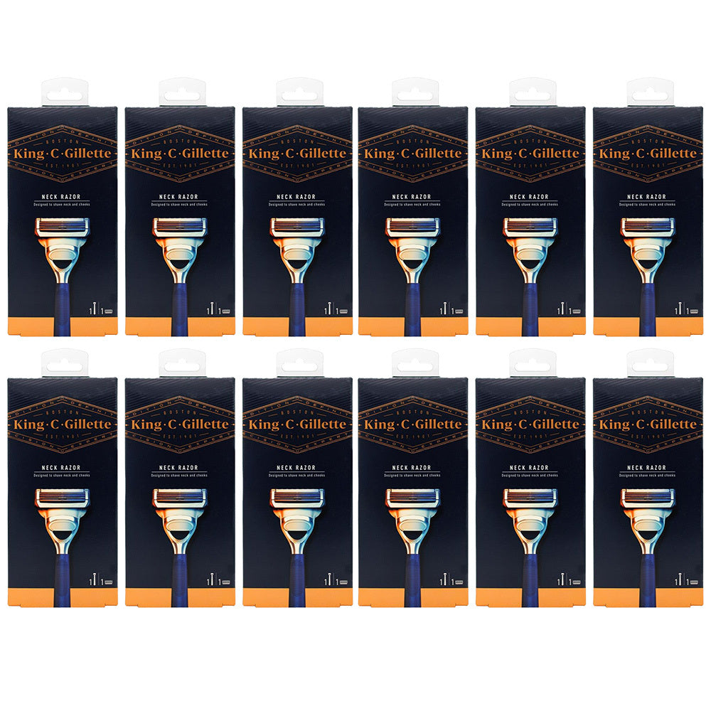 12PK King. C. Gillette Neck Razor For Neck And Cheeks with Refill