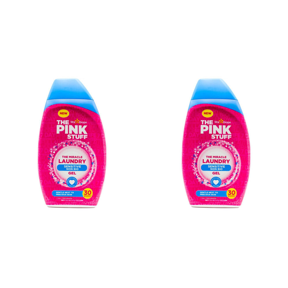 2PK The Pink Stuff 900ml Laundry Gel Miracle Laundry Sensitive Non Bio Clean