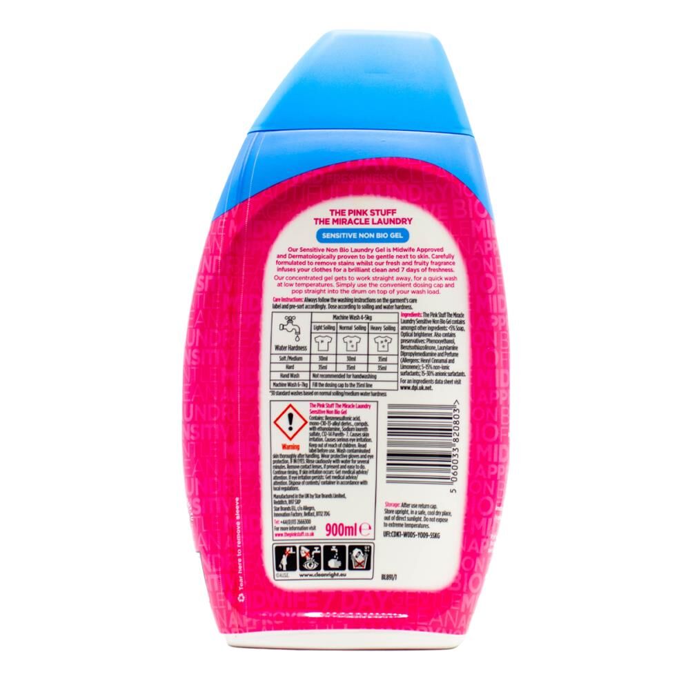 2PK The Pink Stuff 900ml Laundry Gel Miracle Laundry Sensitive Non Bio Clean
