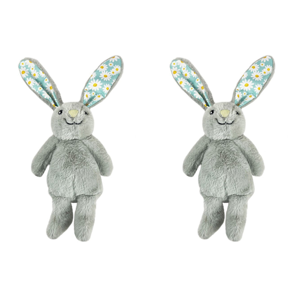 2PK Rosewood Easter Rabbit Plush Pet Dog Play Interactive Fun Cuddle Soft Toy Grey