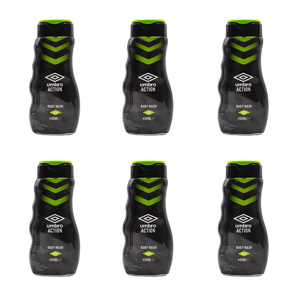 6PK Umbro 400ml Body Wash Liquid Shower Gel Citrus Scent For Men Action