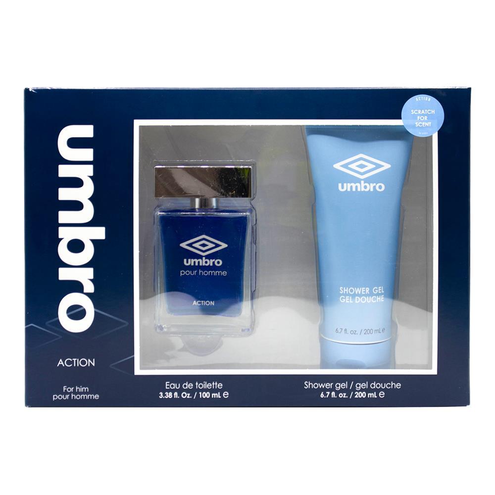 3PK Umbro 100ml Eau De Toilette 200ml Shower Gel Action Gift Set
