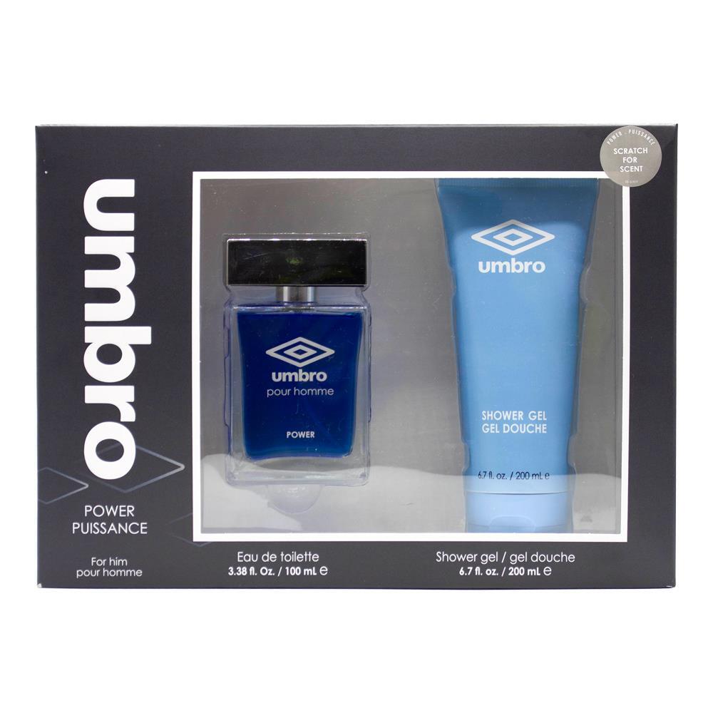 3PK Umbro 100ml Eau De Toilette 200ml Shower Gel Power Gift Set