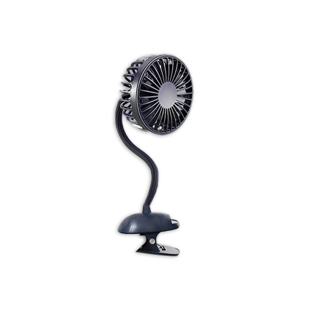 2PK Koolmaxx Portable Rechargable Flexi Clip Fan Black