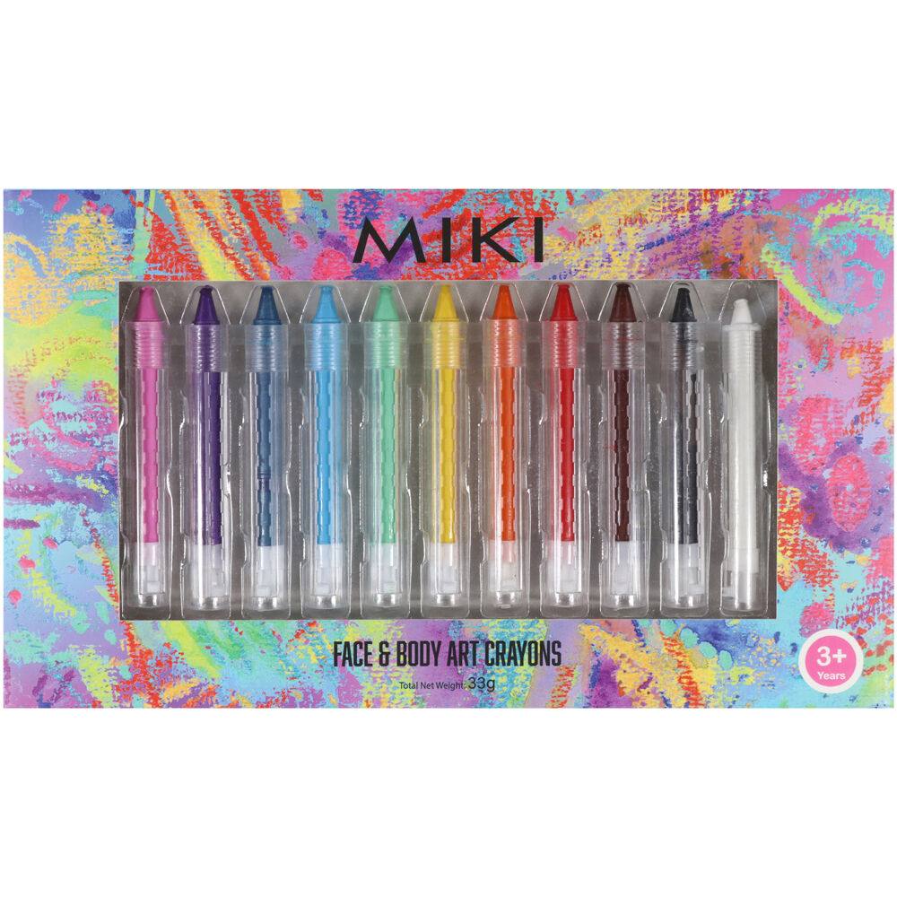 3PK Miki Face & Body Art Crayons Set - 12 Colors For Kids/Children - 3y+