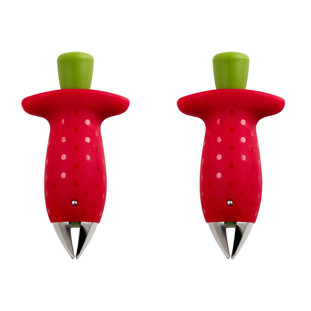 2x Chef'n Vibe 9cm Strawberry Stem Remover Fruit Kitchen Utensil - Red