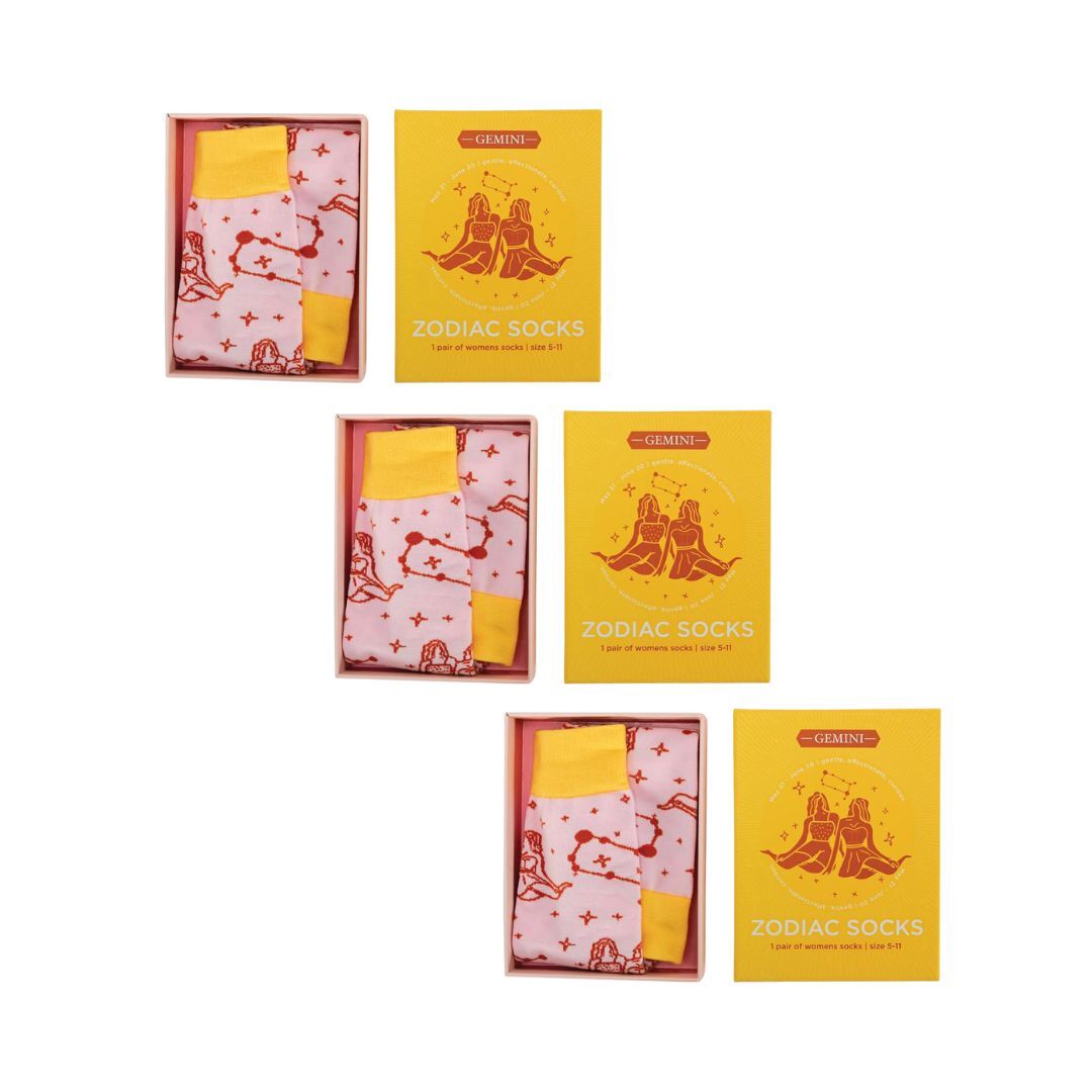3PK Annabel Trends Boxed Novelty Socks One Size - Zodiac Gemini