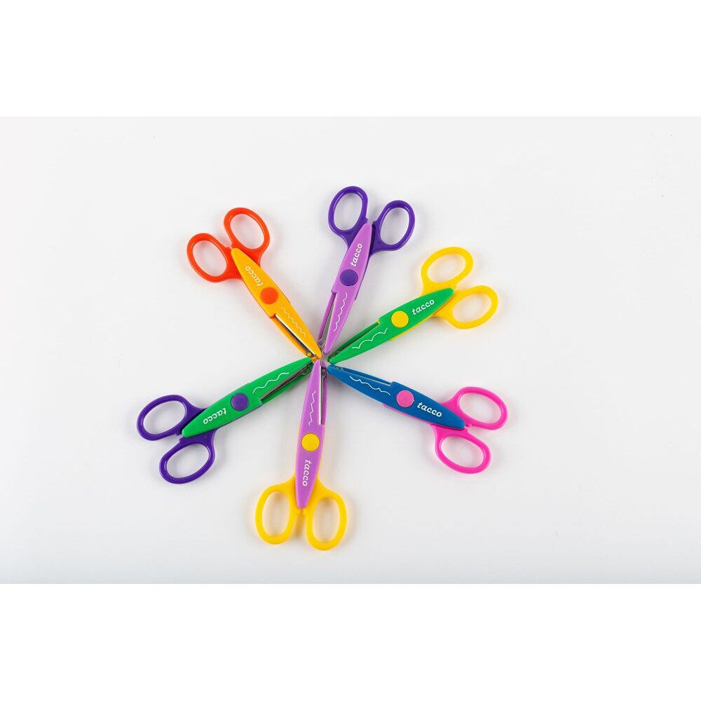2x 6pc Tacco Zig Zag Scissors 6 pack Crafting Art & Craft Kids - 3y+ - Assorted
