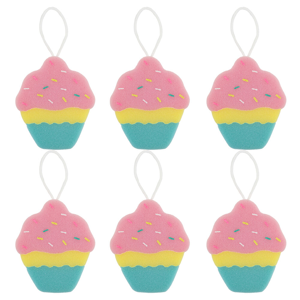 6PK Miki Cupcake Bath Sponge For Fun Bathtime Foamy Lather Multicolour