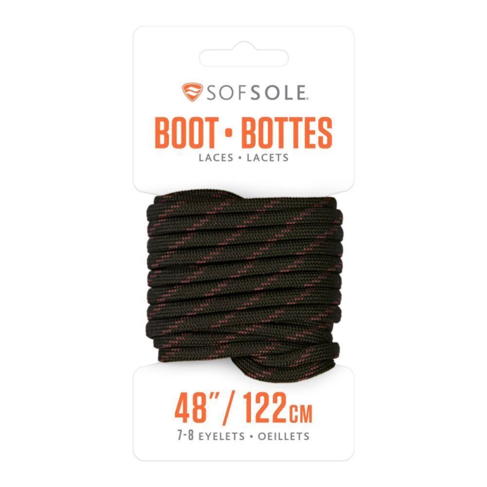 6PK Sof Sole 48in Waxed Work/Casual Boots Laces - Black/Tan