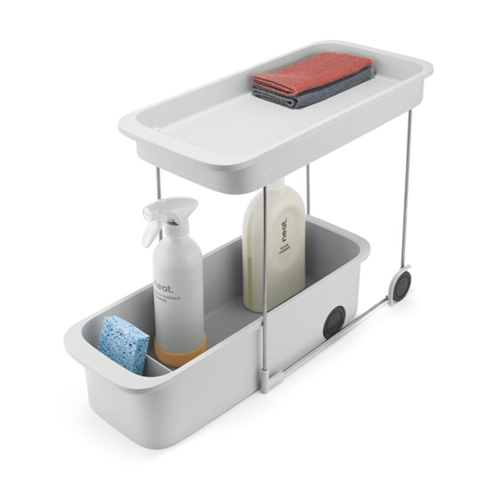 2PK Joseph Joseph CupboardStore 2-Tier Caddy Cupboard Storage Organiser Stone