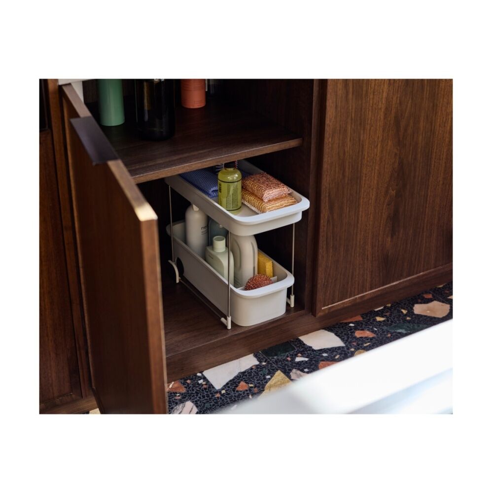 2PK Joseph Joseph CupboardStore 2-Tier Caddy Cupboard Storage Organiser Stone