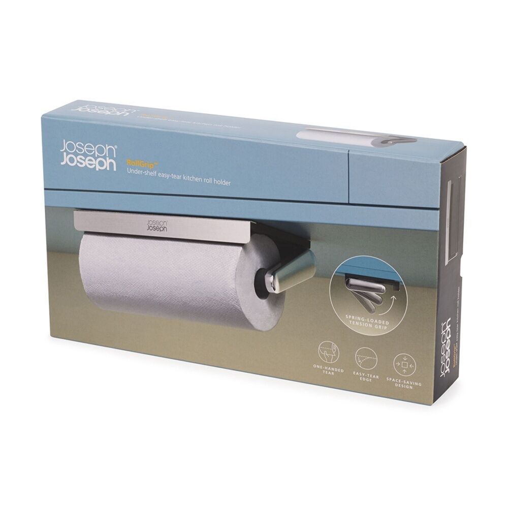 Joseph Joseph RollGrip Easy Tear Under Shelf Paper Towel Roll Holder Steel