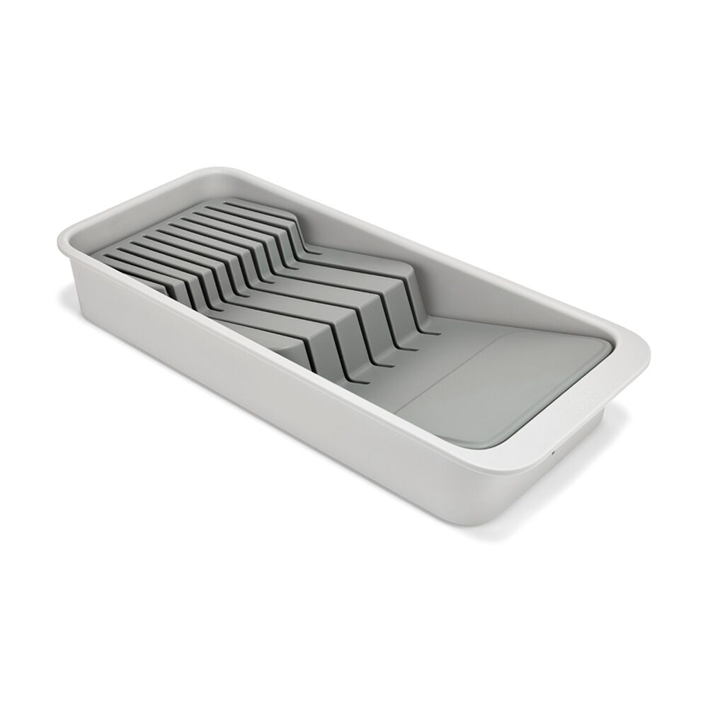 2PK Joseph Joseph 2-Tier Compact Knife Organiser Kitchen Storage Light Stone