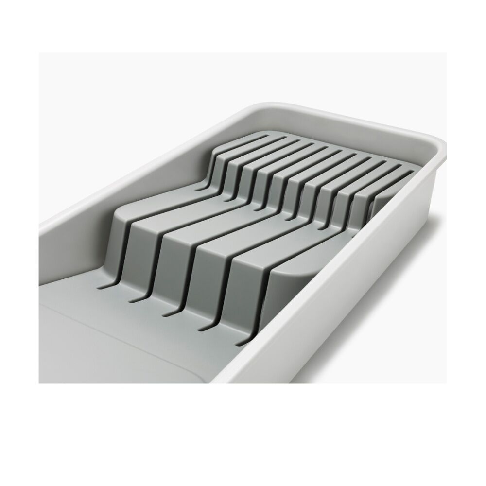 2PK Joseph Joseph 2-Tier Compact Knife Organiser Kitchen Storage Light Stone