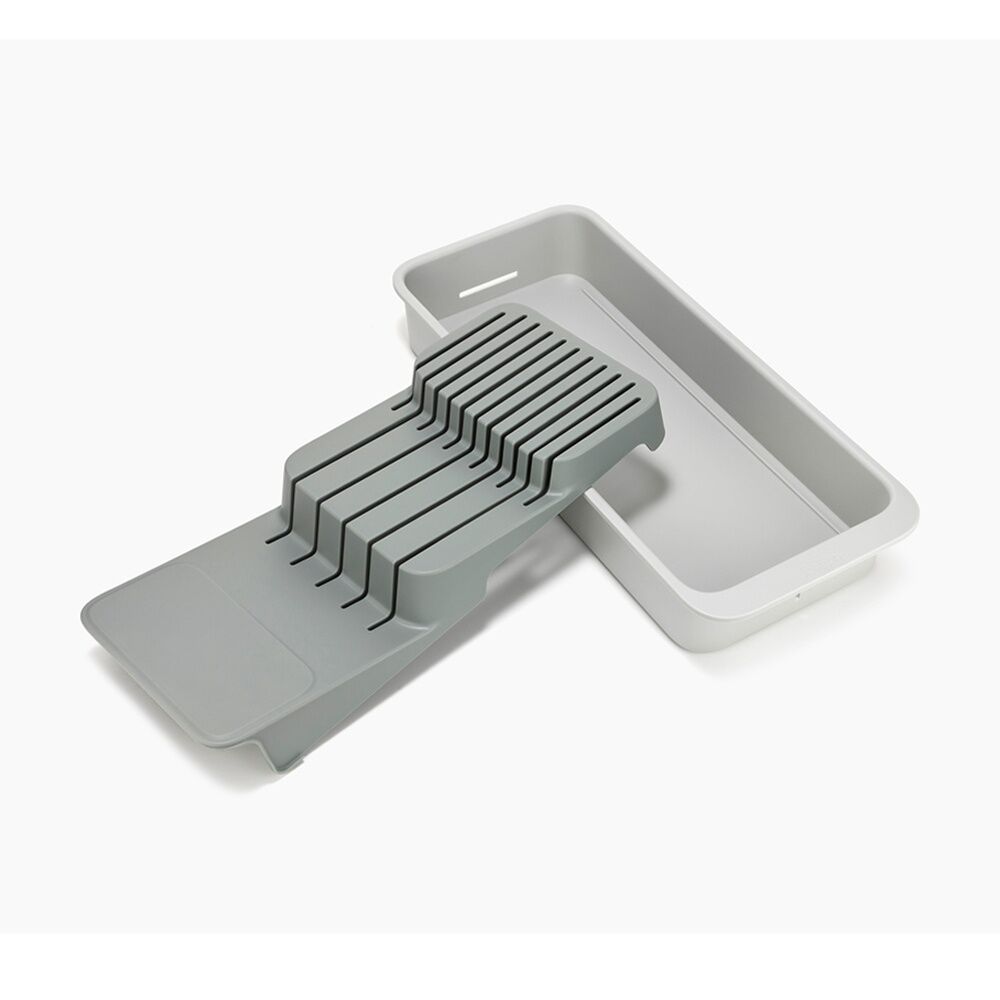 2PK Joseph Joseph 2-Tier Compact Knife Organiser Kitchen Storage Light Stone