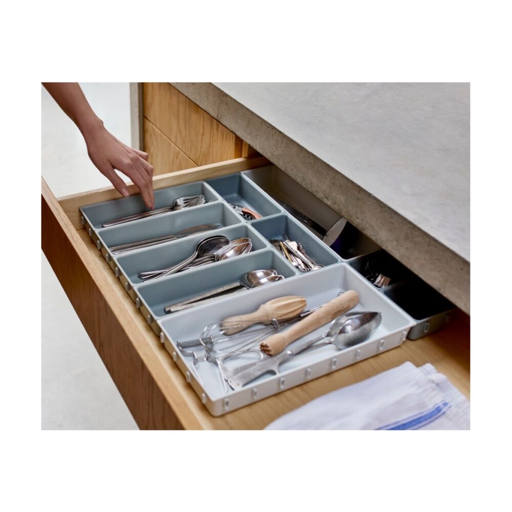 2x 10pc Joseph Joseph Blox Drawer Organiser Set Modular Storage Light Stone