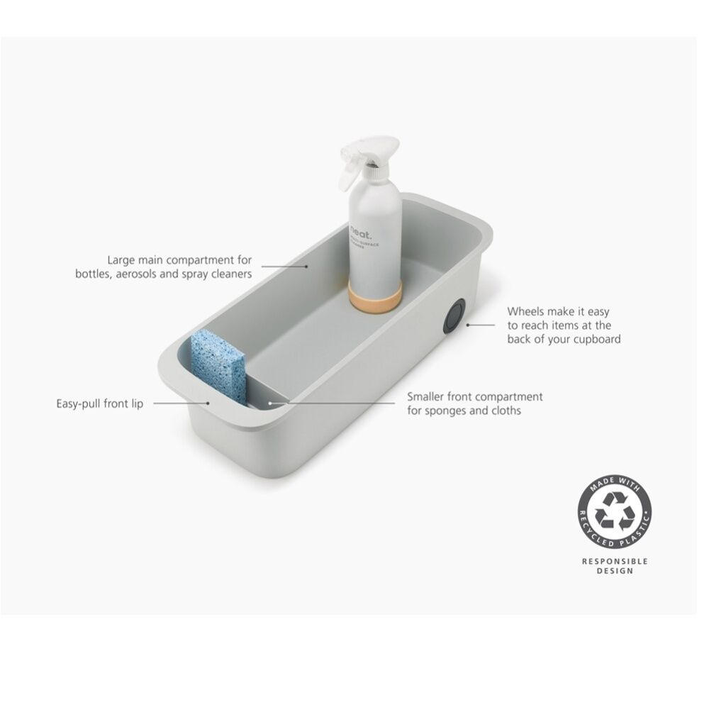 Joseph Joseph CupboardStore Caddy W/ Wheels Kitchen/Bathroom Organiser Stone