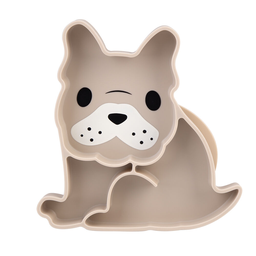 Melii Luxe Childrens Animal-Printed Round Silicone Suction Plate Bulldog 6m+