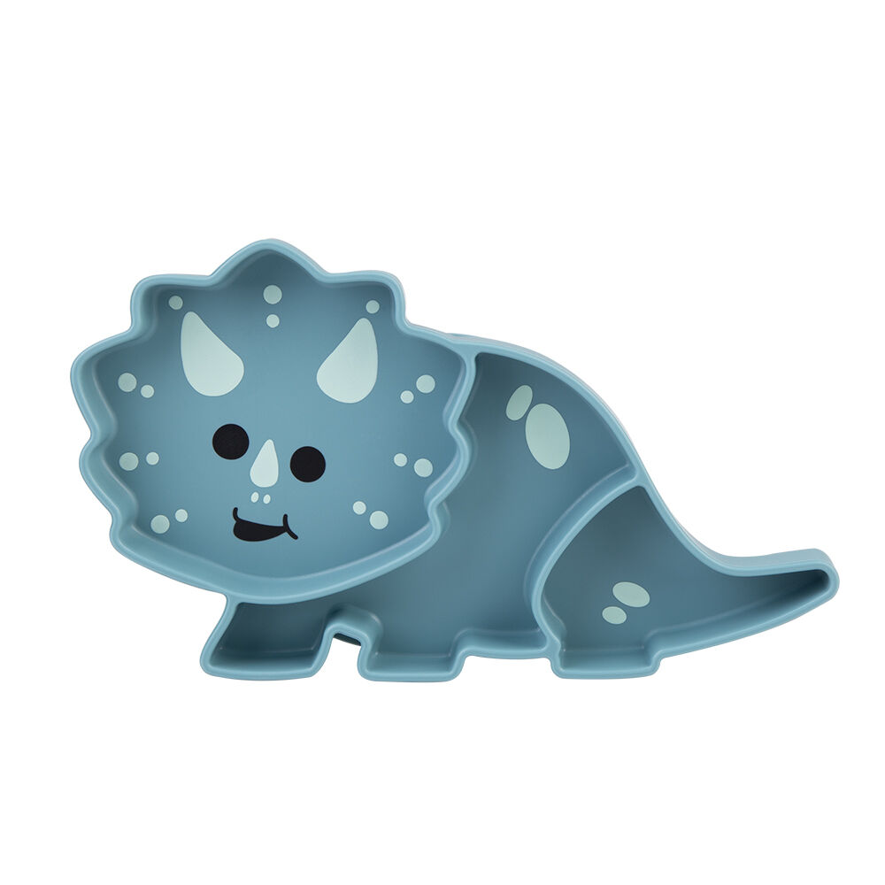 Melii Luxe Childrens Animal-Printed Round Silicone Suction Plate Dinosaur 6m+
