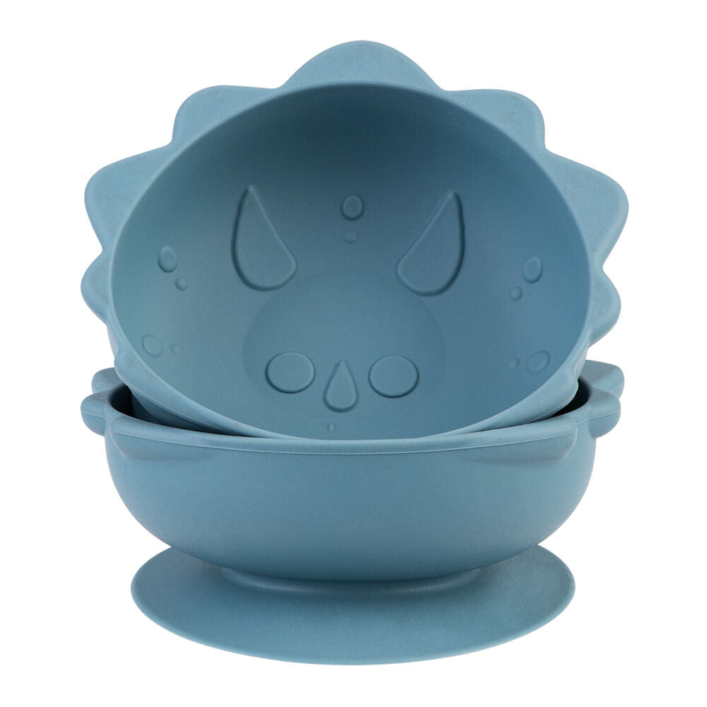 2pc Melii Luxe Childrens Animal Silicone Suction Bowls Set Dinosaur 6m+
