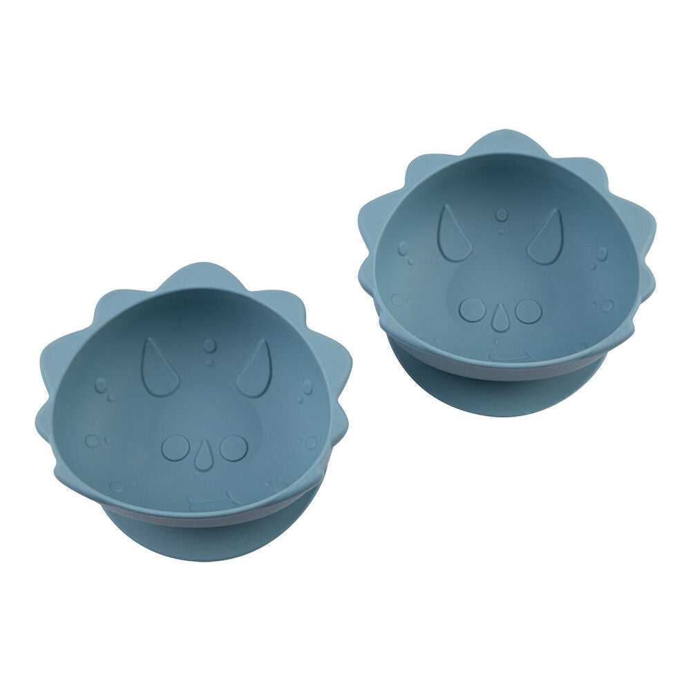 2pc Melii Luxe Childrens Animal Silicone Suction Bowls Set Dinosaur 6m+