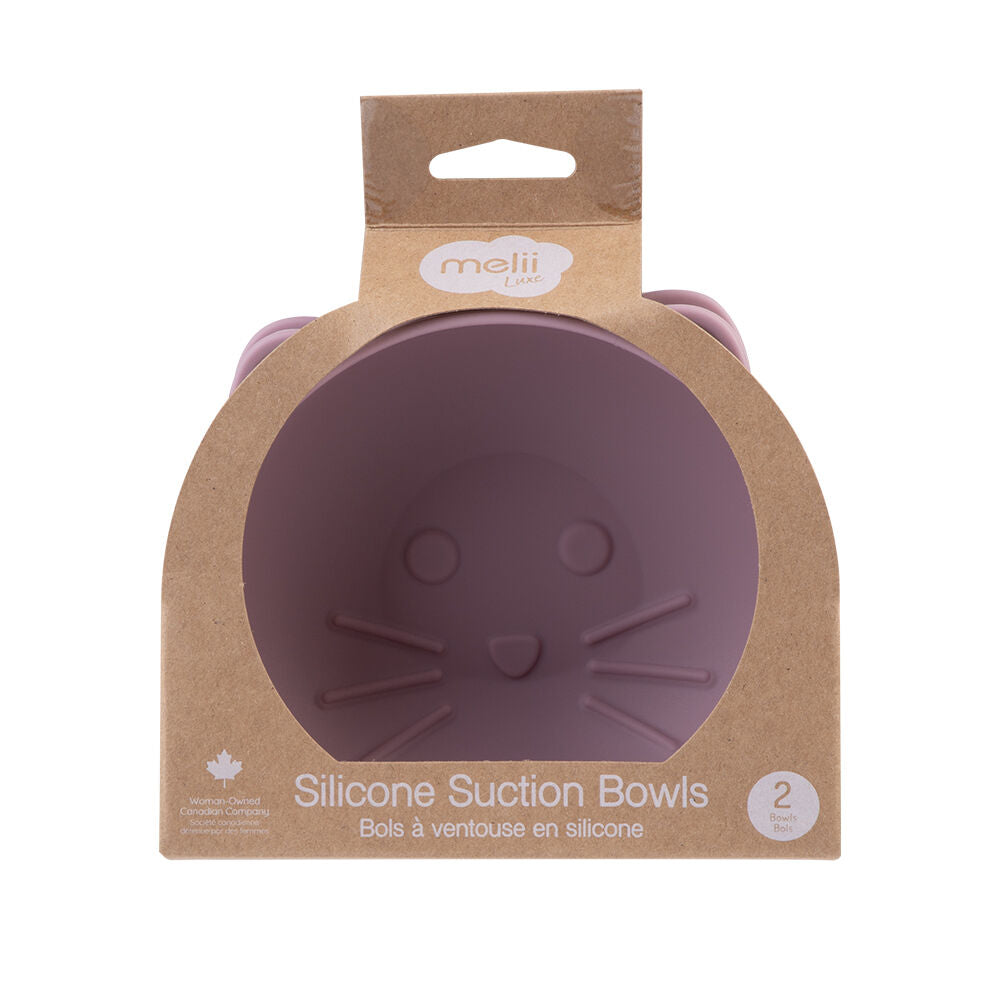 2x 2pc Melii Luxe Childrens Animal Silicone Suction Bowls Set Unicorn 6m+