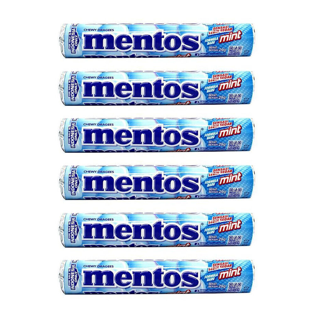 6x 14pc Mentos Mints Candy Roll Lollies 29g Sweets Confectionery