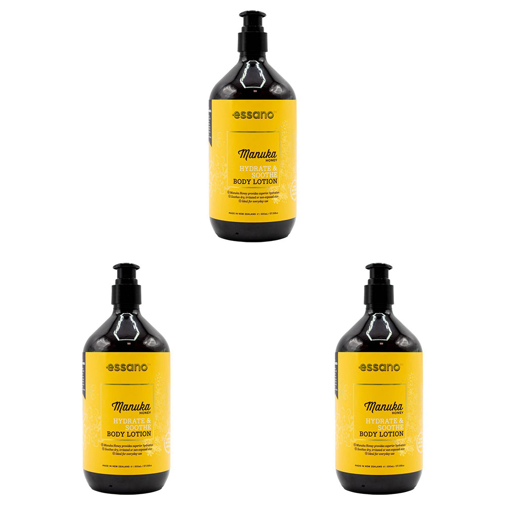 3PK Essano 800ml Body Lotion Hydrate & Soothe Manuka Honey