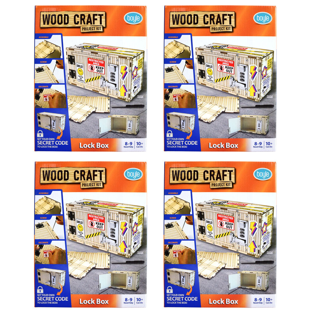 4PK Boyle Wood Craft Project Kit Lock Box Kids DIY 10y+
