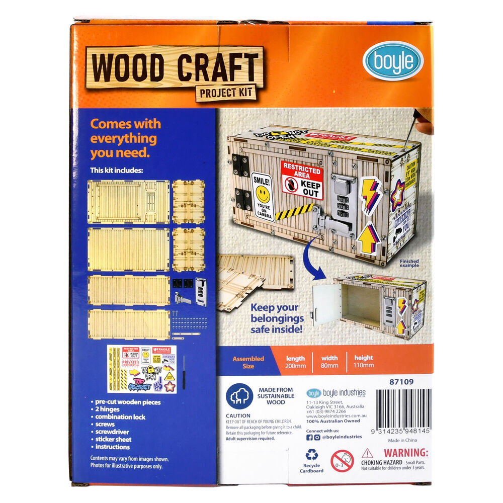4PK Boyle Wood Craft Project Kit Lock Box Kids DIY 10y+
