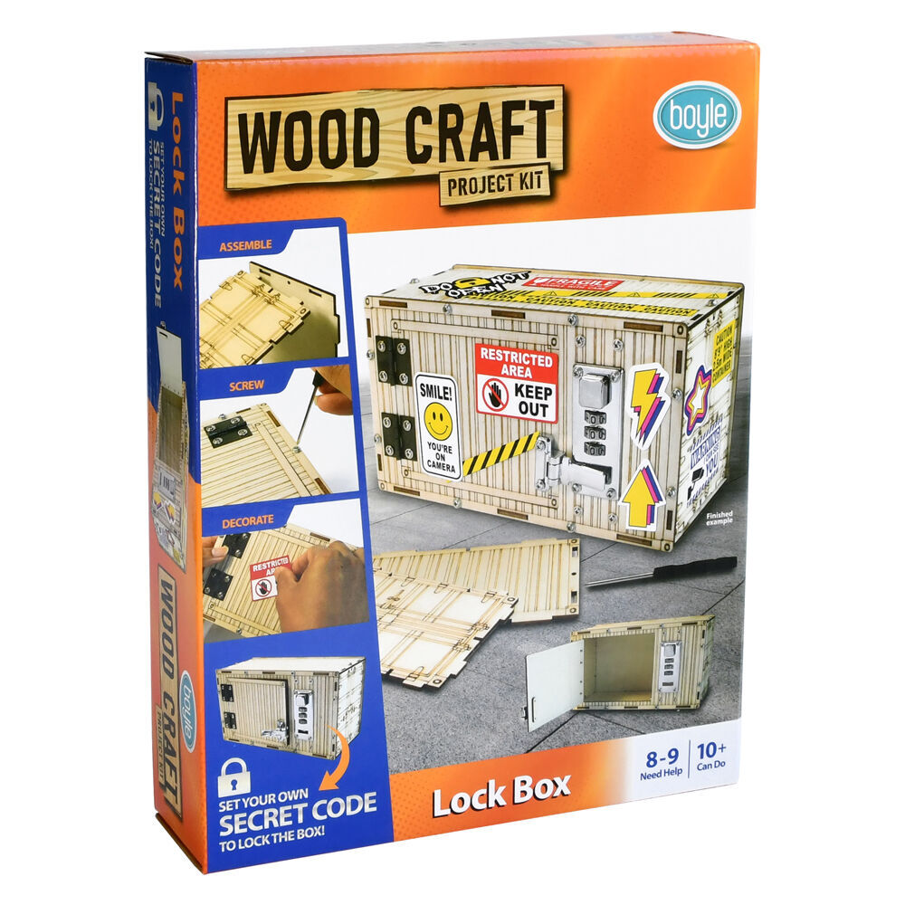 4PK Boyle Wood Craft Project Kit Lock Box Kids DIY 10y+