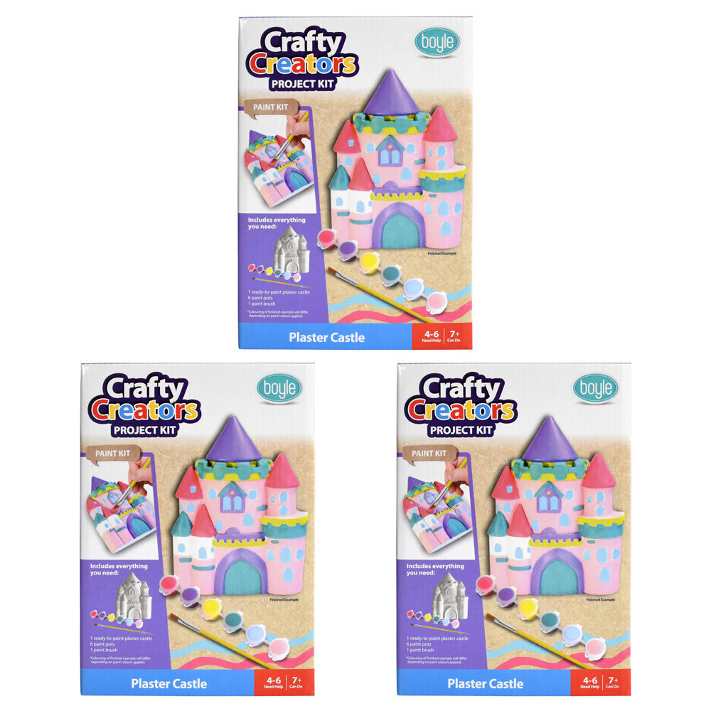 3PK Boyle Crafty Creators Plaster Castle Paint Kit Kids DIY Craft 7y+